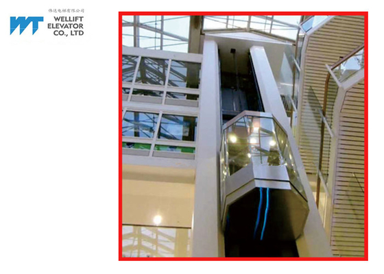 Ascenseur en verre panoramique de centre commercial avec la cabine stratifiée de verres de sûreté