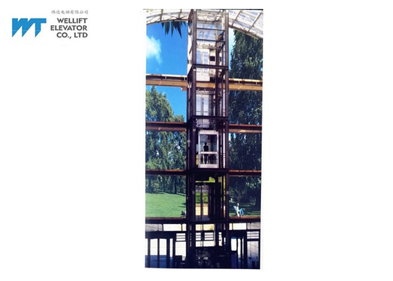 Ascenseur panoramique guidé de Roomless 360 de machine avec l'axe extérieur de structure métallique